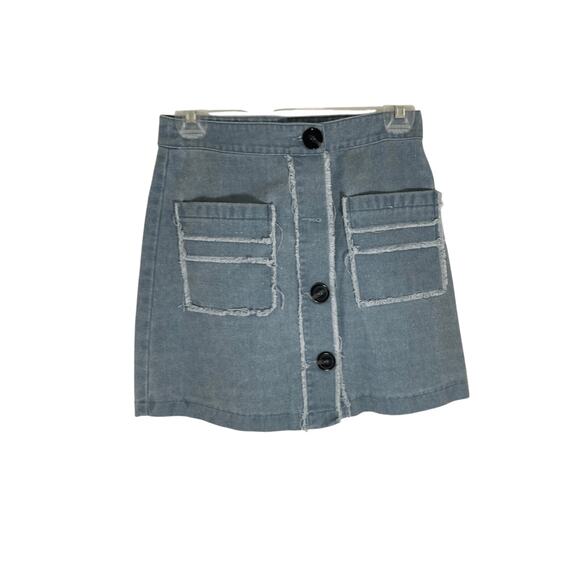 Magnolia South Front Button Raw Hem Denim Skirt Medium Boho Western Retro Pencil - Picture 1 of 4